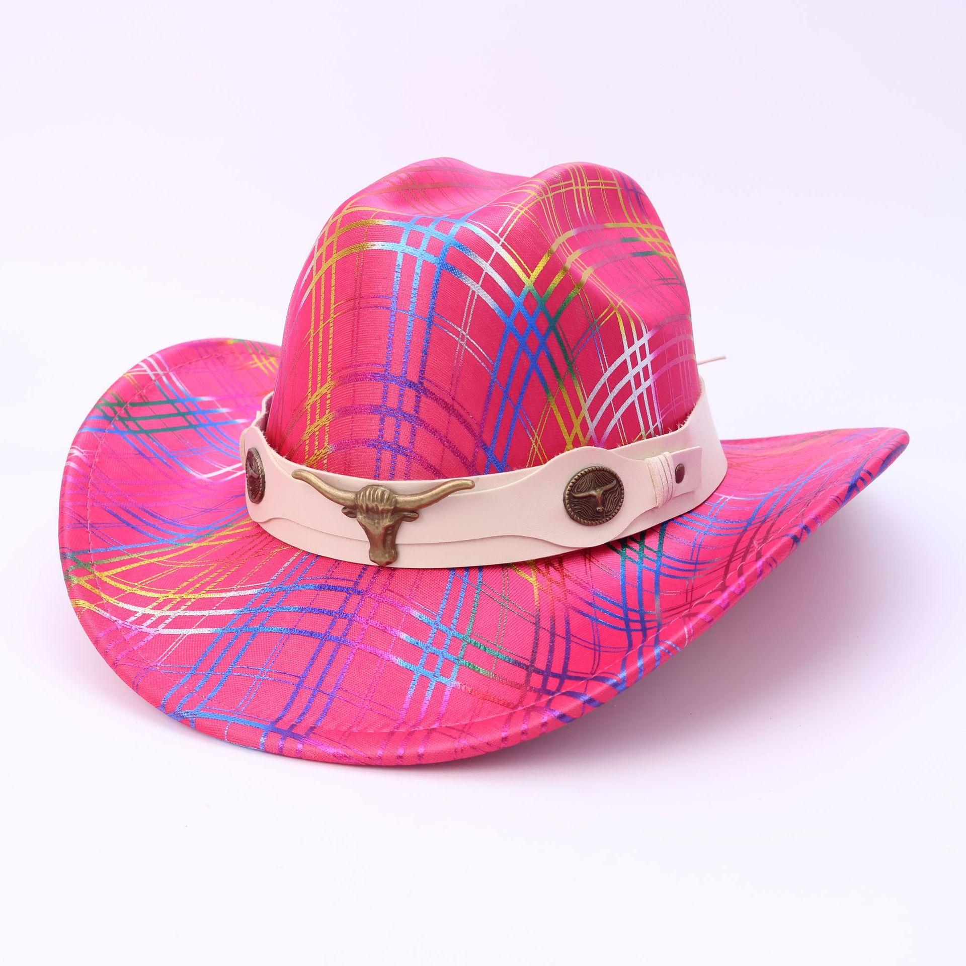 Лазерная Текстура Западная Ковбойская Шляпа Мужская И Женская Вечеринка Цилиндр Однословная Джазовая Шляпа M（56-58cm）