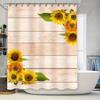 Modern Farmhouse Style Sunflower Bath Shower Curtain Waterproof Polyester Fabric Decorative Printing For Bathroom Accessories Se