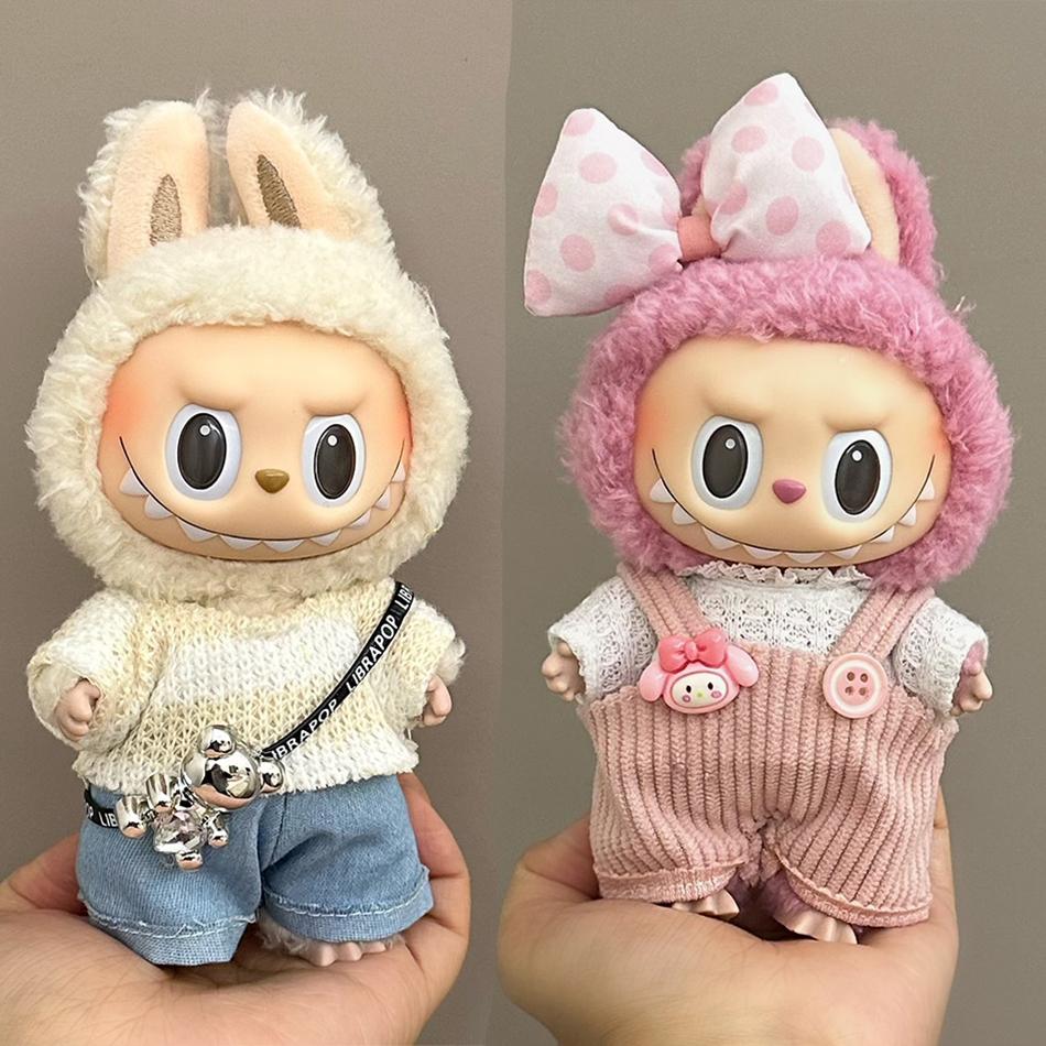 17cm Labubu Clothing Cute Accessories Autumn Replacement Clothes Bag Hat Set Plush Doll Accessories Clothing Accessories
