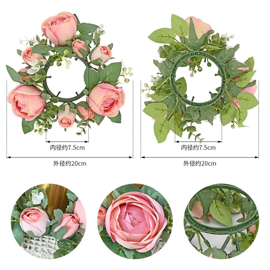 Candle Wreath Peony Wreath Valentine'S Day Rose Table Party Decoration Candlestick Wreath