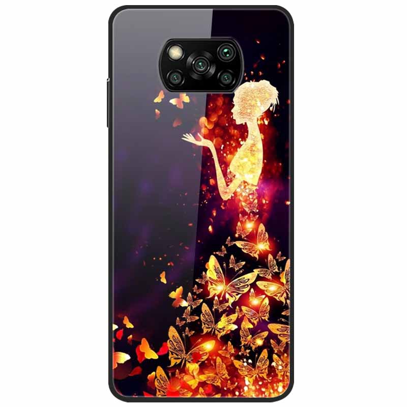 Etui na Poco X3 Pro Modne Urocze Szkło Hartowane Luksusowe Pokrowce Coque dla Xiaomi Poco X3 NFC Etui PocoX3 X 3 Zderzak Ochronny