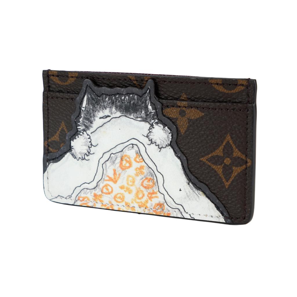 Louis Vuitton X Grace Coddington Collaboration Catogram Cat Nap Monogram Coated Canvas Card Holder Women Accessories Brown M15155