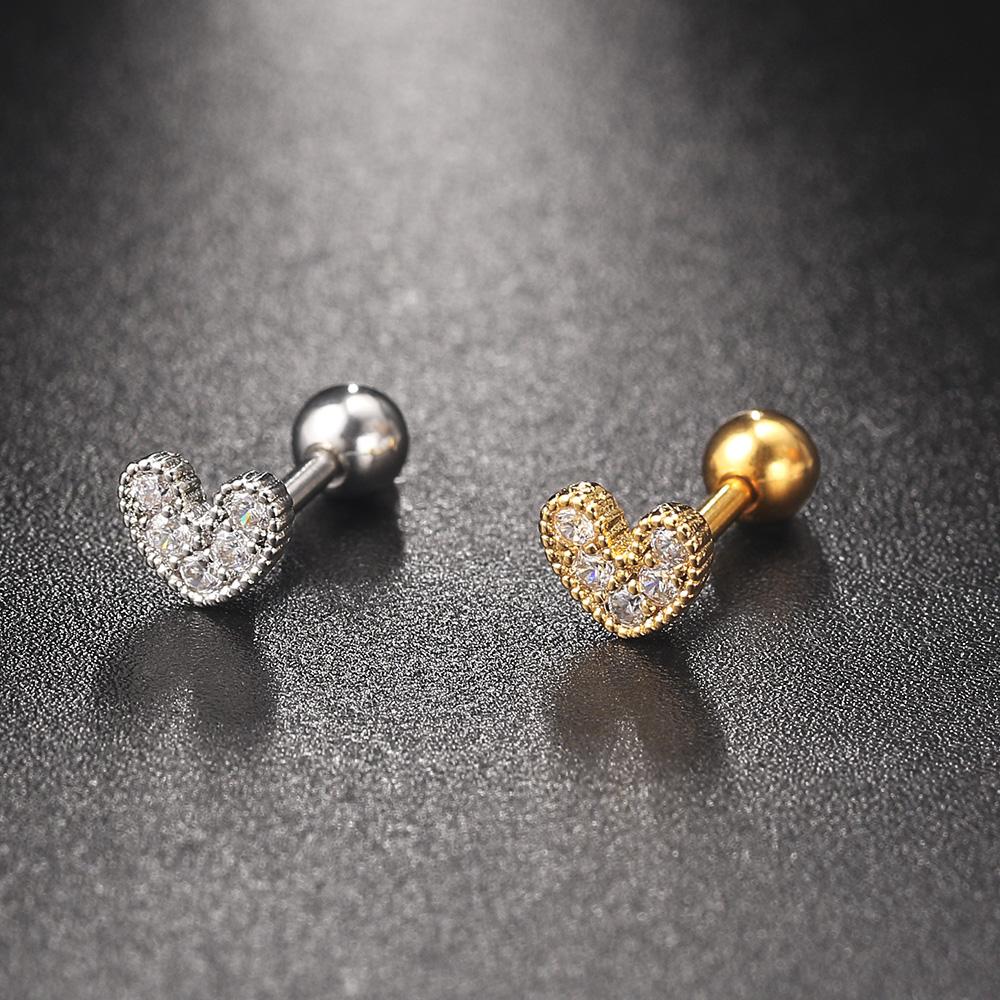 Septum Piercing Helix Earrings Women Zircon Heart Cartilage Ear Daith Lobe Rook Tragus Piercing Jewelry Body Accessories Gift
