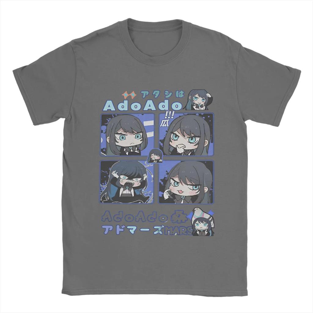 Ado Graphic Print Autumn Pure Cotton Men's and Women's T-shirt Short Sleeve Street Fashion Trend Clothing Kawaii