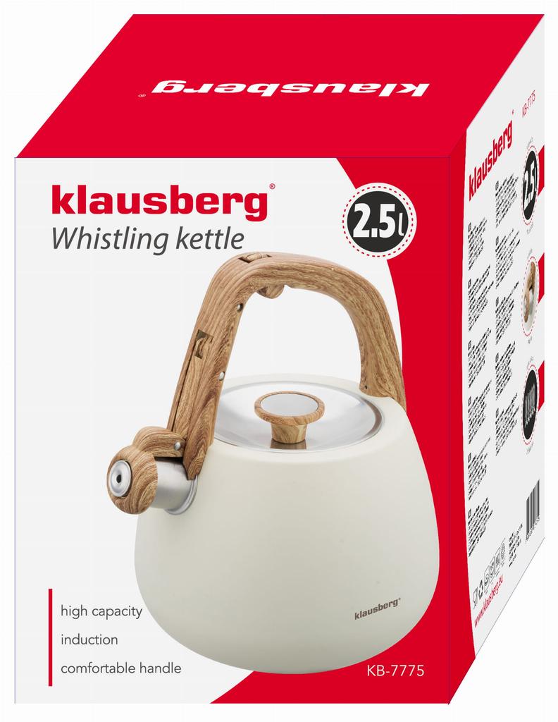 Czajnik stalowy na gaz 2.5L indukcja kremowy matowy KLAUSBERG KB-7775