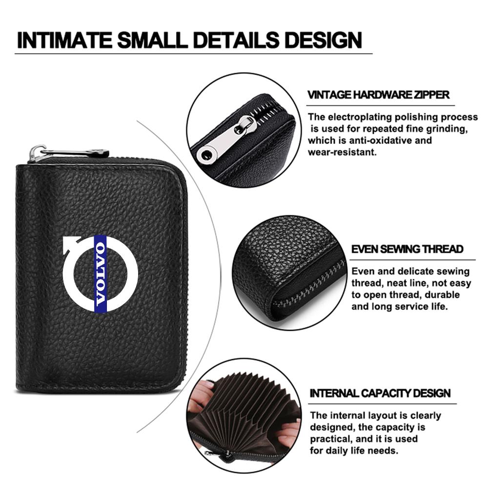 PU Leather Short Wallet With Zipper Coin Pocket Vintage Big Capacity Short Money Purse Card For Volvo XC90 XC60 C30 S60 C70 XC40 FK4