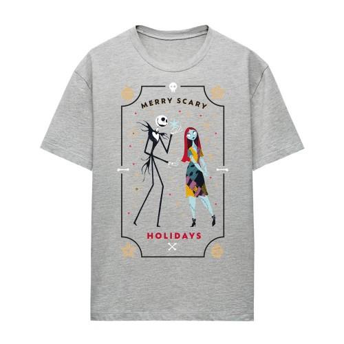The Nightmare Before Christmas Womens/Ladies Scary Holidays Jack and Sally Heather T-Shirt