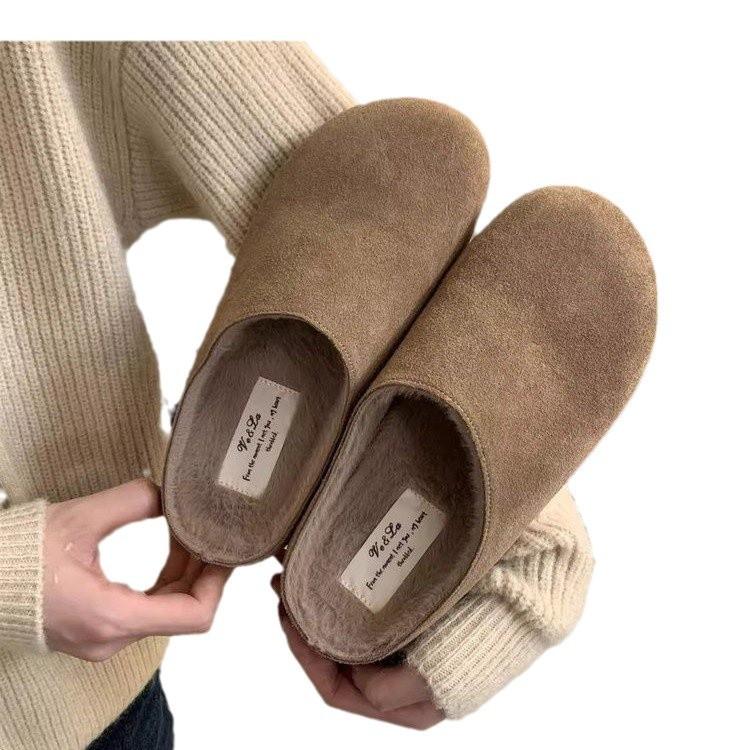 2024 Autumn New Soft Bottom Casual Versatile with Skirt semi-French Retro Bag Head Slippers Women