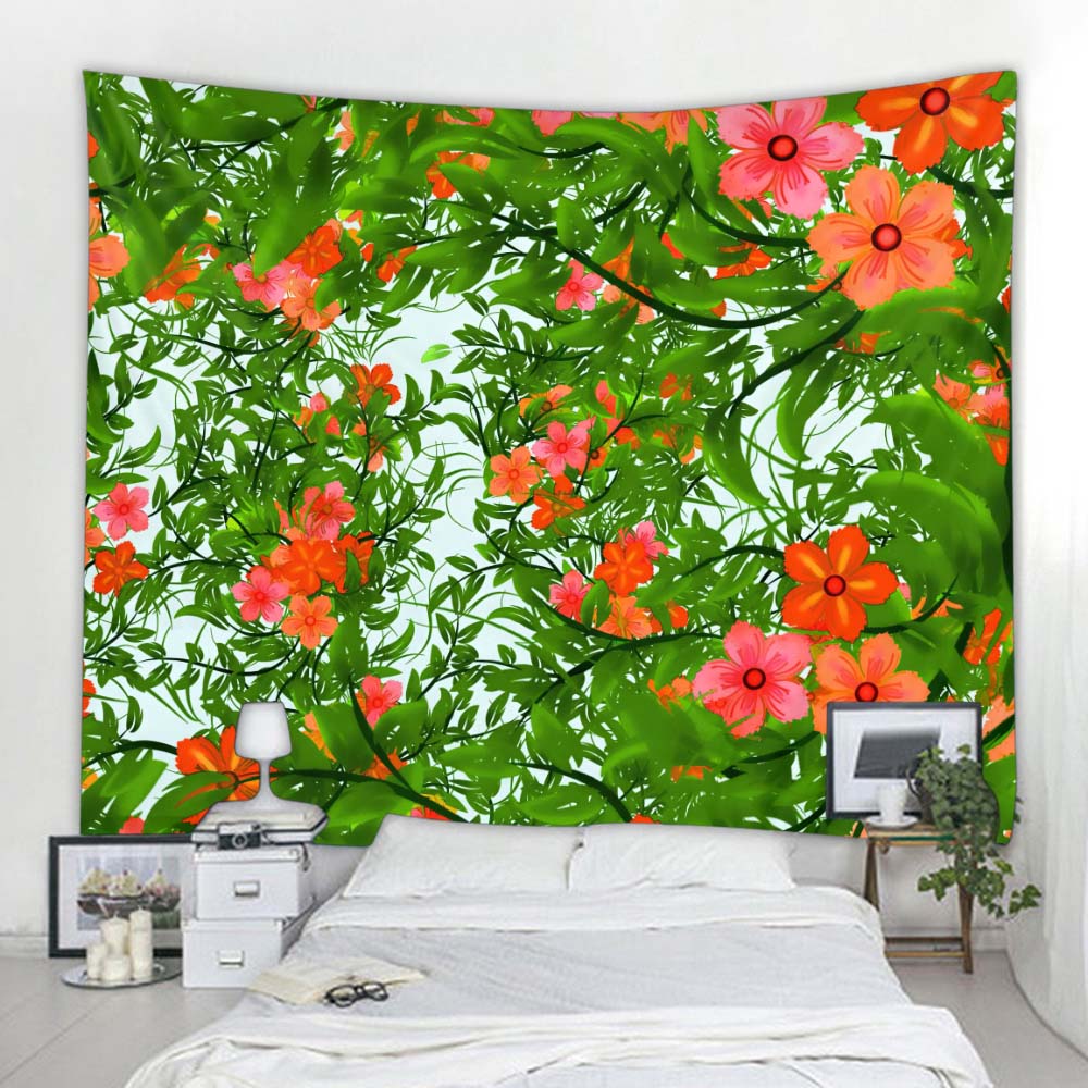 Plant Leaf Printed Tapestry Wall Hanging Bohemian Thin Polyester Home Sofa Bed Sheet Picnic Tablecloth Bedroom Decoration