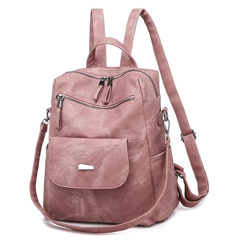 

[BOTATA] backpack ladies PU leather Smaller waterproof commute cute A4 Fashionable back ladies Anti-theft (NSSJB01-Pink)