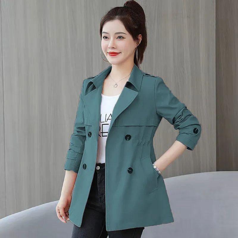 Women's Short to Mid Length Trench Coat with Belt Elegant Slimming Women's Outerwear for Spring and Autumn