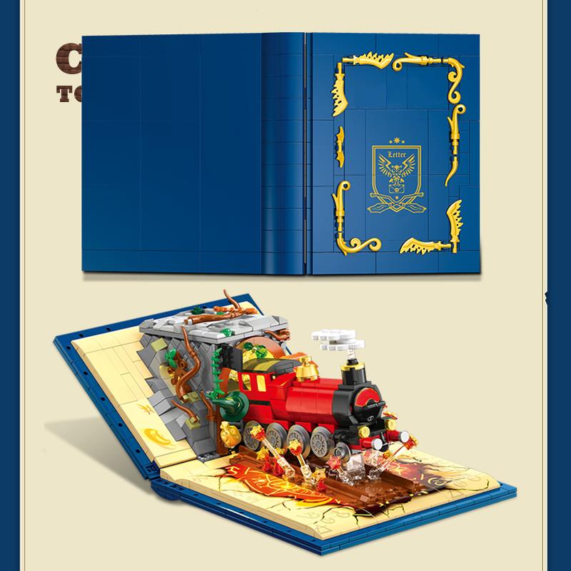 LED Magic Train Construction Blocks Puzzle Playthings Locomotive Station MOC Bricks Books Movie 3D Model Children Adult Birth Date Gifts DIY