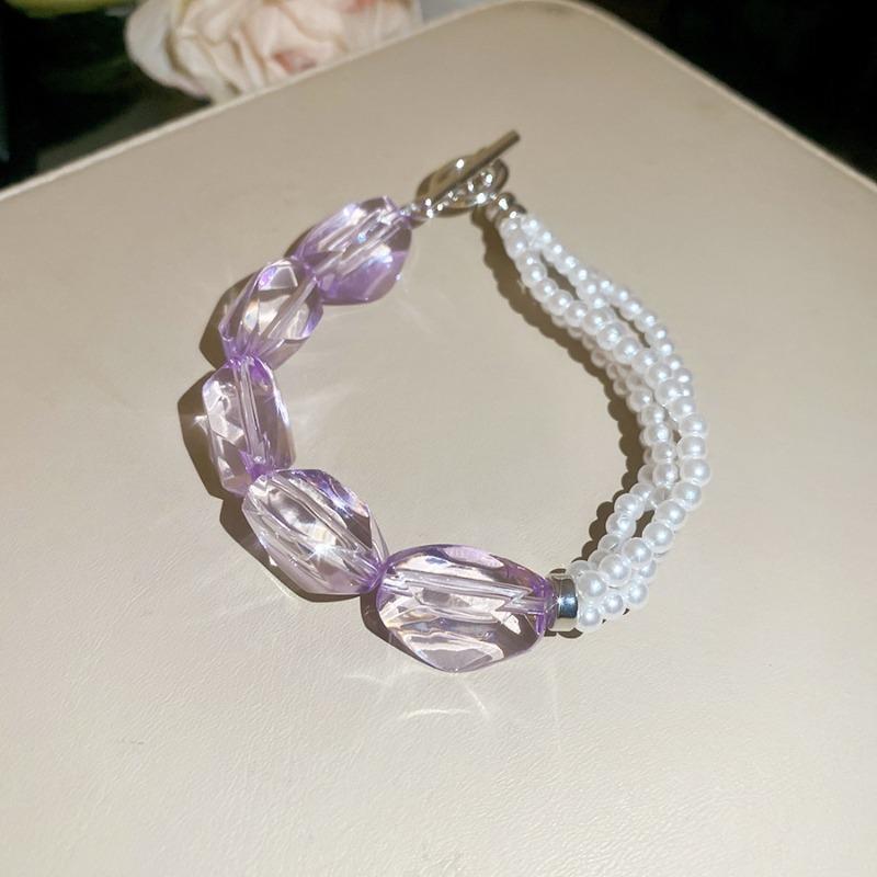 Asymmetrical acrylic multi-layer beaded pearl bracelet niche design temperament bracelet fashion sweet style jewelry