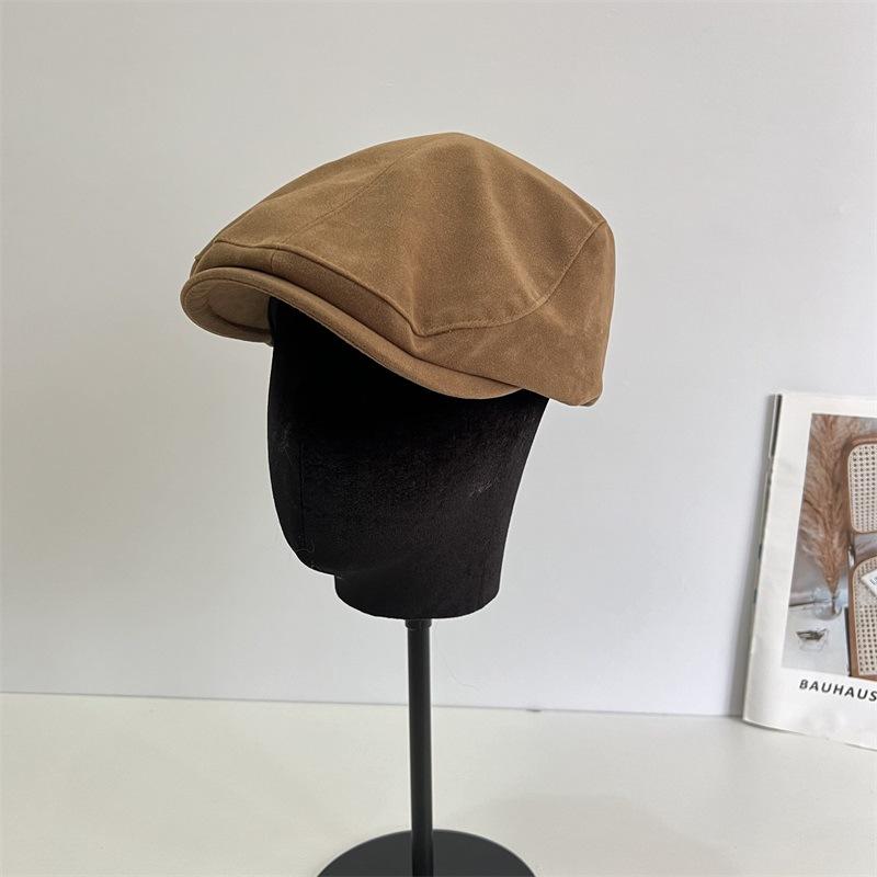 

Ретро выстиранная матовая кожа кепка с козырьком осень и зима мужская и женская однотонная повседневная модная уличная литературная кепка M（56-58cm）