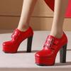 Sexy Platform High Heels Women's Pumps Shoes Buckle Red Ankle Boots Women Round Toe Party Wedding Shoes Ladies 2025 New Spring