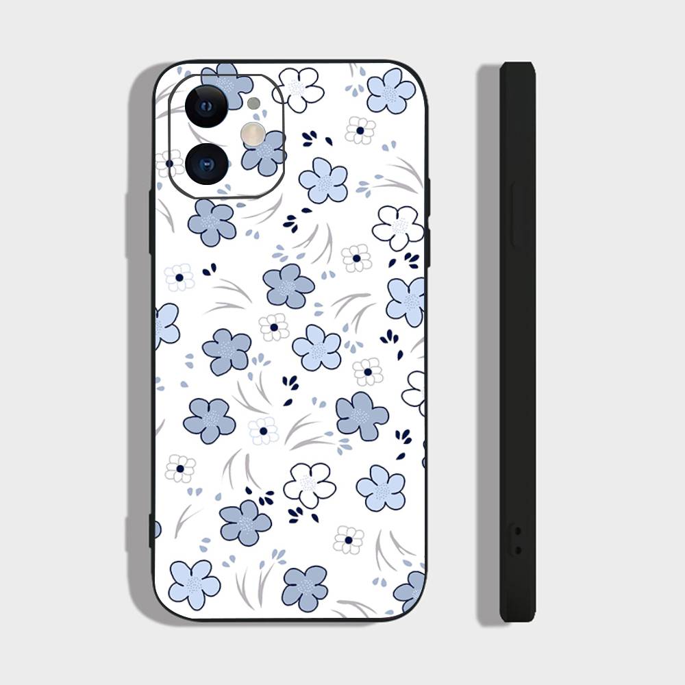 Flowers In Plain Color Phone Case For IPhone 17 Air 16 15 14 13 Pro Max 11 12 Black Silicone Cover