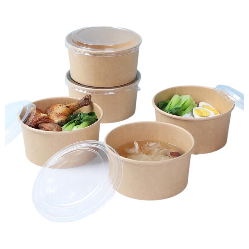 Disposable Kraft Paper Takeaway Bowls with Lids 1180₽