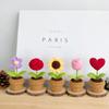 1/5Pcs Handmade Crochet Finished Small Potted Simulation Flower Plant Creative Gift Ornament Floral Decoration for Home Desktop