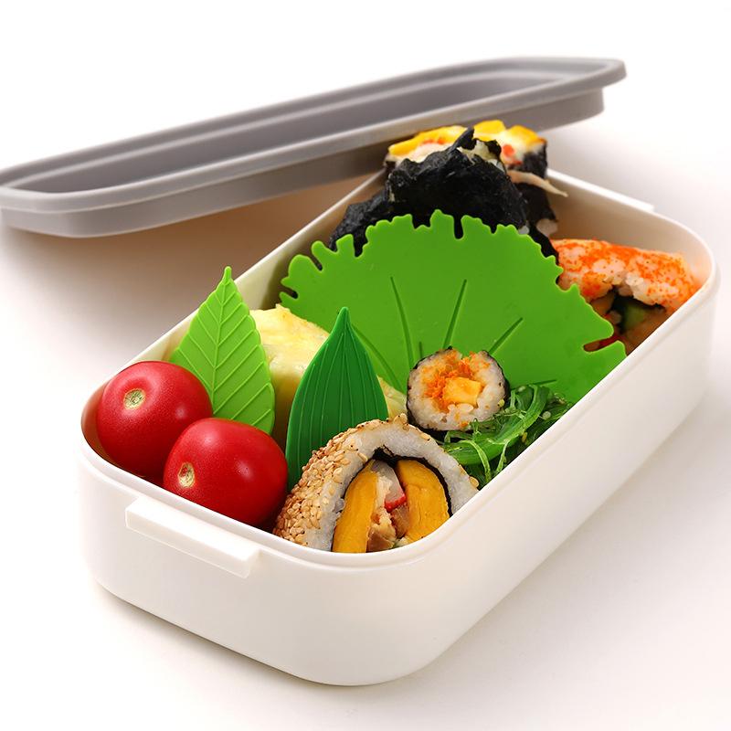 

Lunch Divider 5Pcs Leaf Bento Dish Cup Lunch Separator Sushi Rice Ball Silicone Kids Bento Box Divider Salad Dressing Container one size