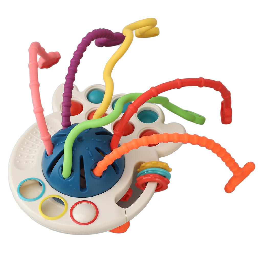 Jucărie Silicon Bebelus cu Sfoară de Tras Dezvoltare Motricitate Fină Interactivă Dentitie Jucărie Senzorială