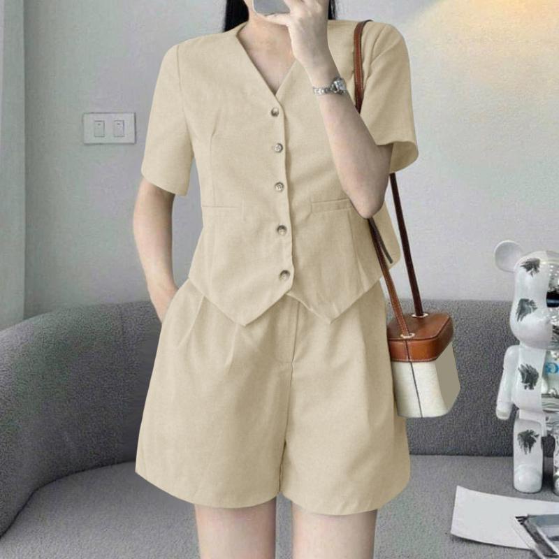 ZANZEA Women Short Sleeve Blouse and Shorts Summer Two Piece Suit Sets
