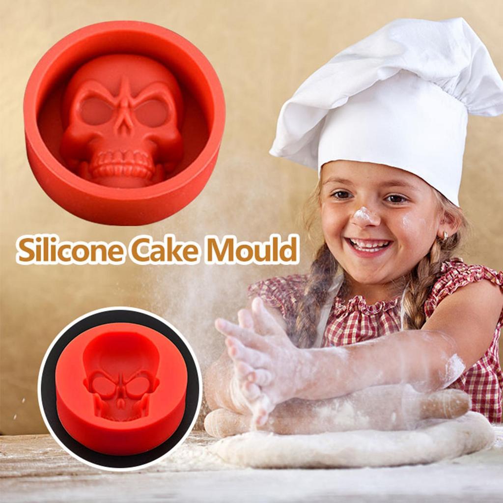 Skull Cake Molds Halloween Party Decor Non Stick Silicone Cake Moulds Tray Baking Pans for Home Kitchen Accessories