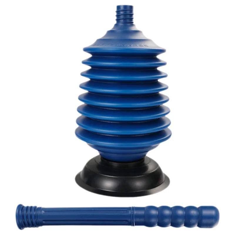 Blue Thickened Bellows Toilet Plunger Heavy Duty High Suction for Apartment Bathroom Clog Cleaning