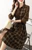 Chubikime Shirt Long Check Midi Ribbon Stylish for and Spring Women's Dress, Sleeve, Pattern, Length, A-Line, Detail, Turn-Down Collar, Elegant,