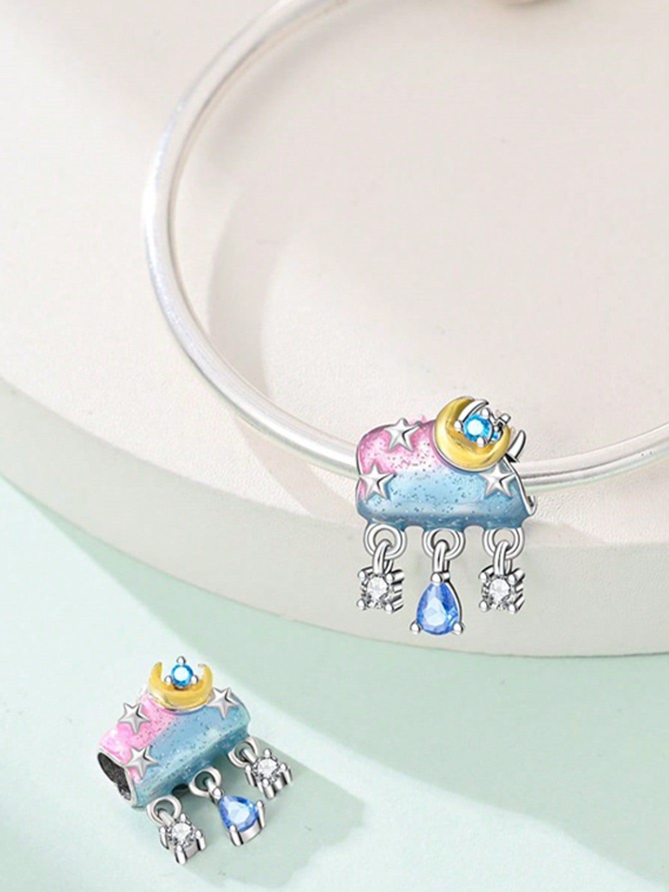 

Charm Bead Charms Plata copper Colors Colorful cloud Rainbow after rain Bead Charms Pendant for Authentic Bracelets for Women Do It Yourself Jewellery