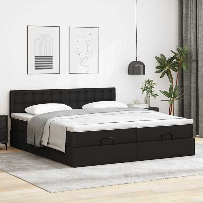 Maison Exclusive - Cadre de lit ottoman avec matelas noir 200x200 cm similicuir