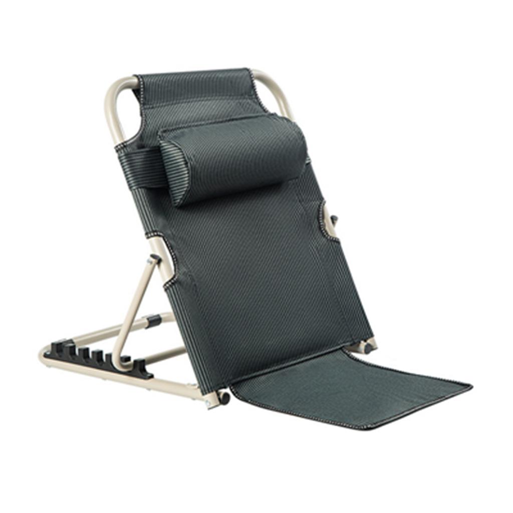 Dossier de lit Multi-Angle Réglable Support Stable Pliable Chaise de Lit avec Oreiller pour Personne Âgée Handicapé Bleu Foncé