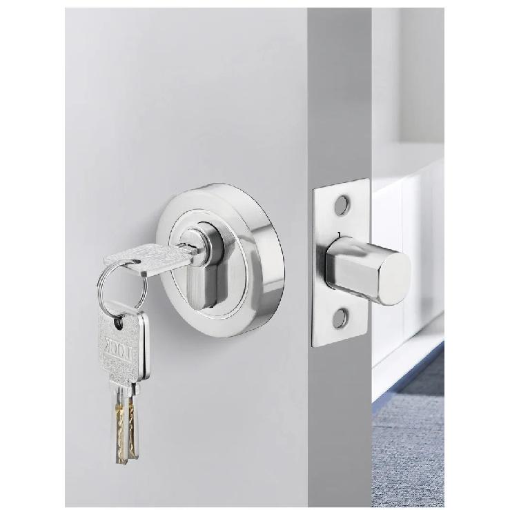 Copper Door Lock Cylinder Chrome Metal Deadbolt Single Cylinder Bolt for Home Door Gate