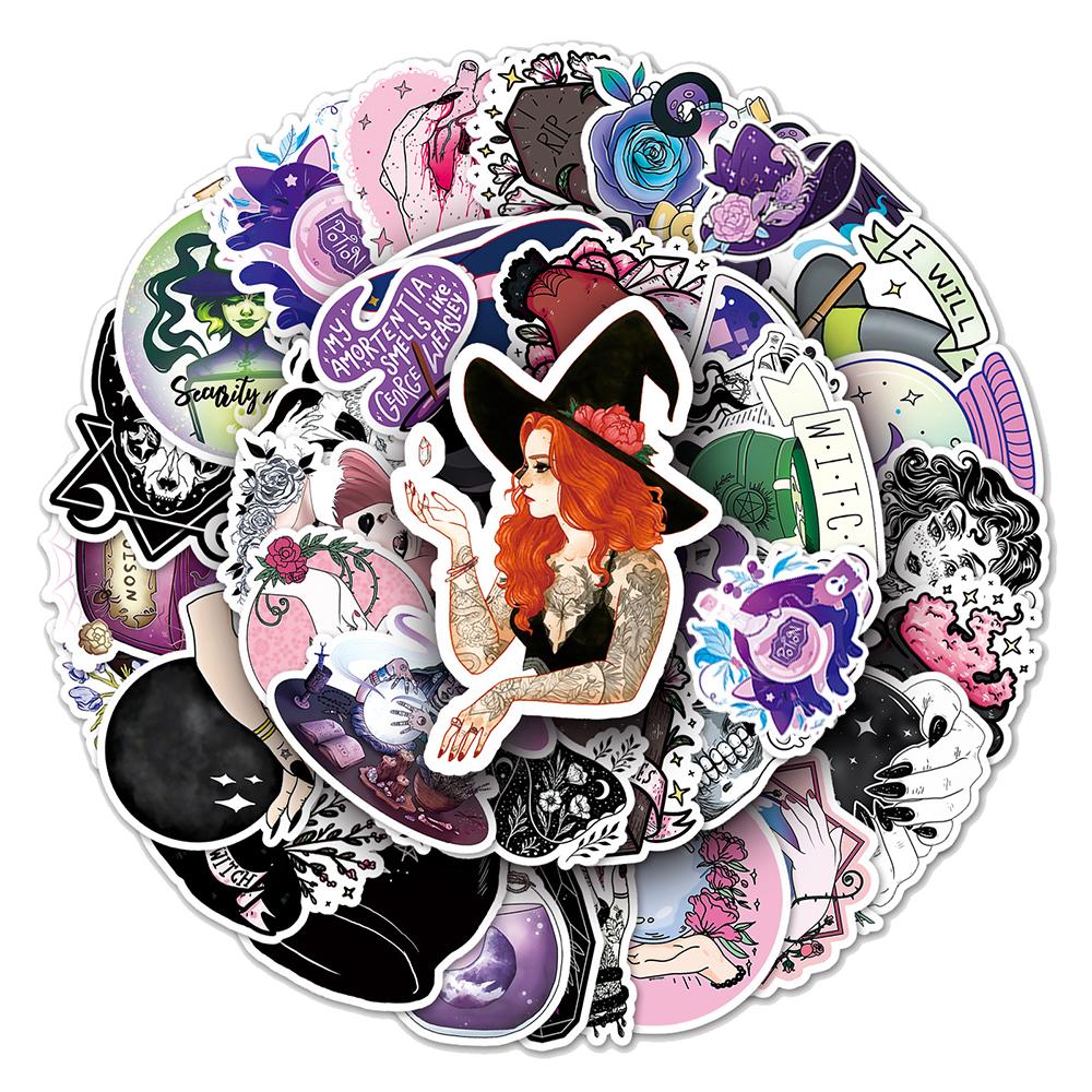 10/30/50pcs Gothic Witch Cartoon Stickers Magic Apothecary Cartoon Decals DIY Laptop Phone Notebook Vintage Graffiti Sticker
