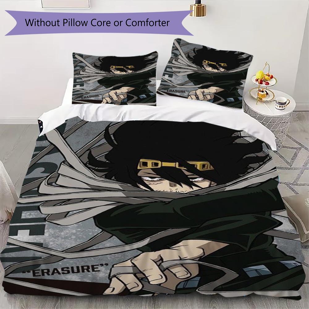 

My Hero Academia Pattern Bedding uilt Set uilt Cover Pillowcase Home Decoration Birthday Gift (1 * duvet cover + 2 * pillowcase without core) 135x200cm