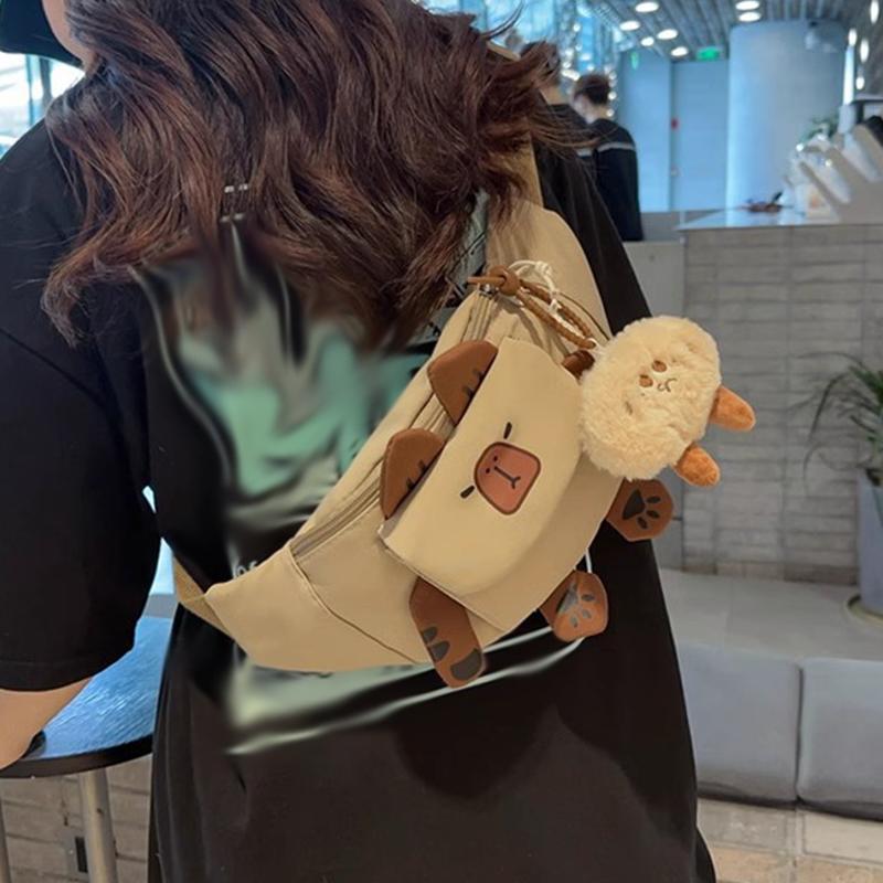 SCIONE Cute Cartoon Capibala Chest Bag 2025 New Large-capacity Fashion Leisure and Versatile Sports Students Lightweight Crossbody Bag