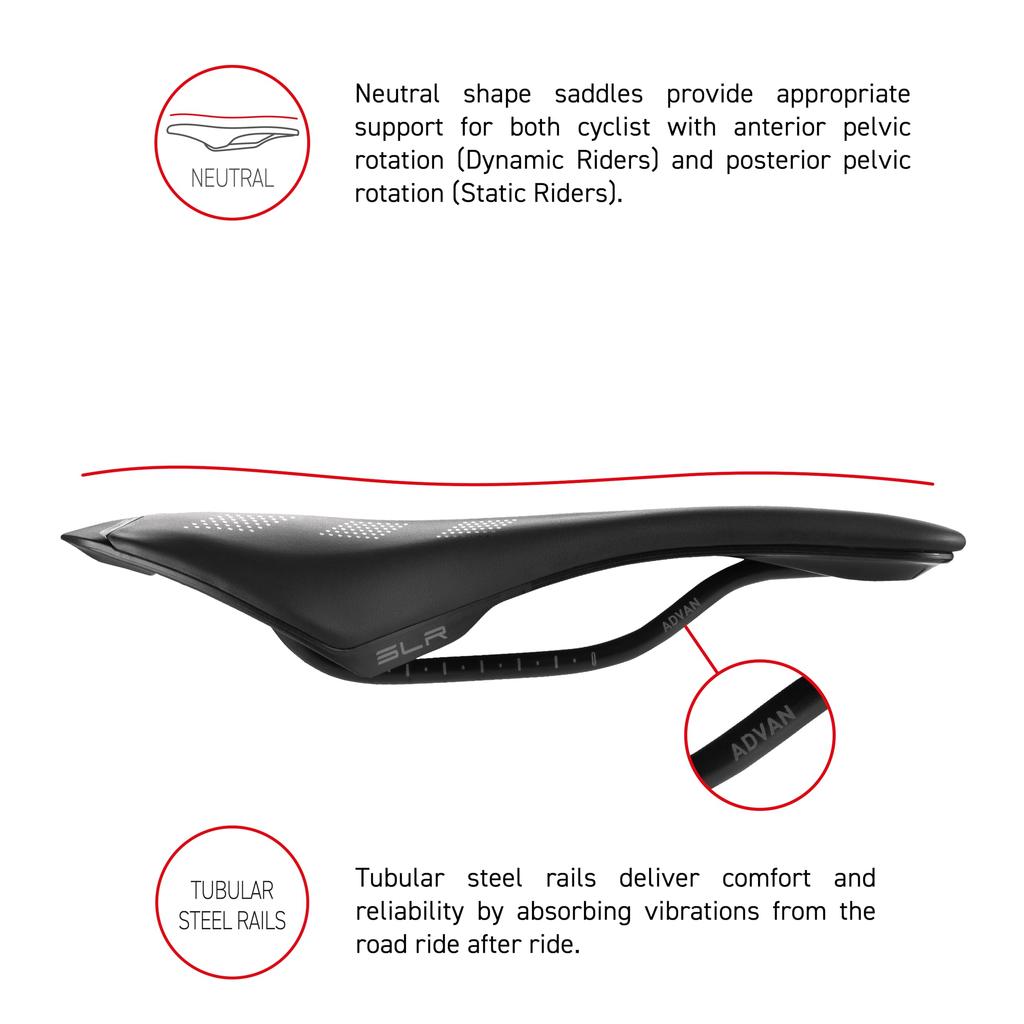 Selle Italia SLR Advan S1 130 x Hollow Black Saddle, Size 242mm, Rails Steel,