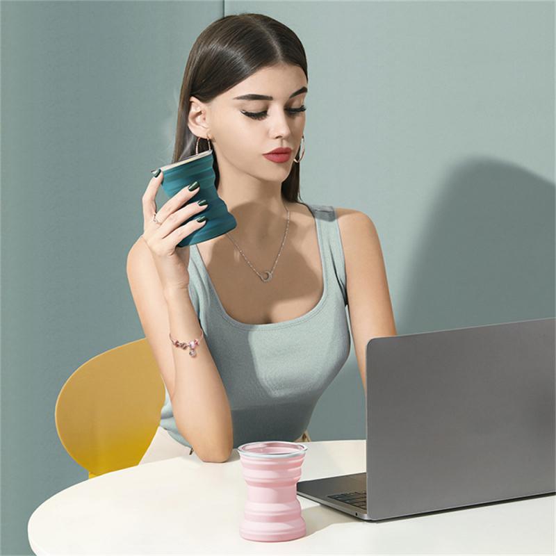 Portable Silicone Foldable Water Cup With Lanyard Heat Resistant Collapsible Water Bottle Travel Drinking Coffee Mug For Camping