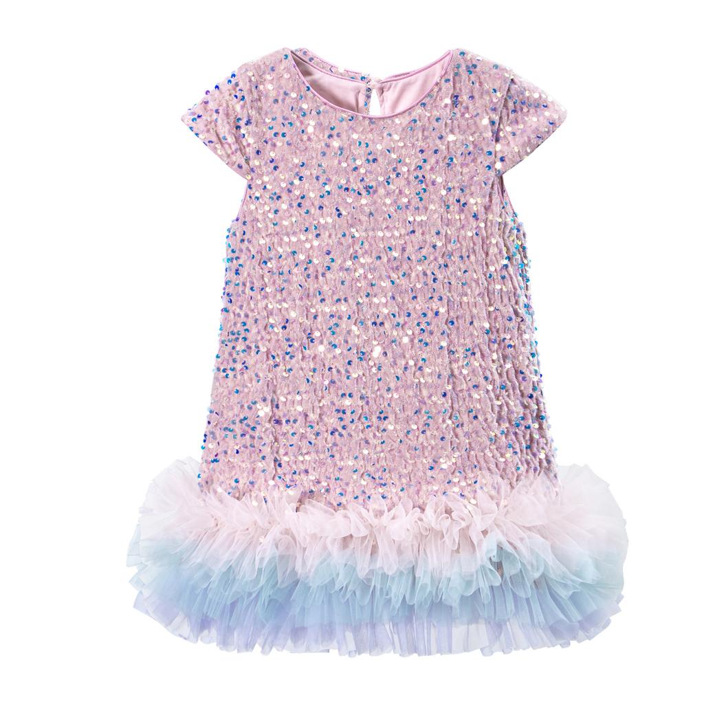 Pailletten Mädchenkleid Kinder Flauschig Geburtstag Formell Abschlussballkleider Abendkleid für Sommer Prinzessin Mädchen Kostüme