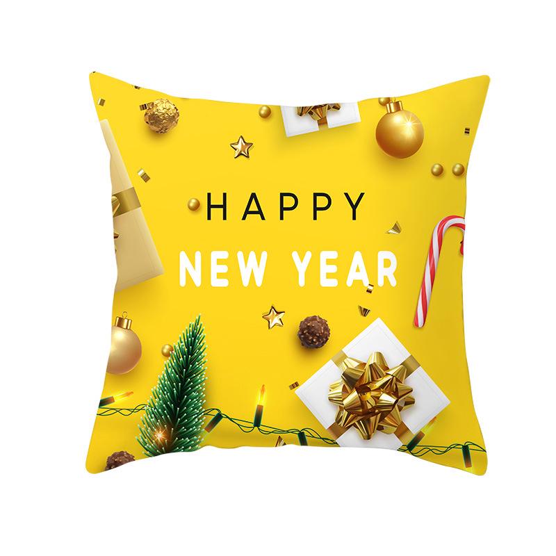 Golden Christmas Peach Velvet Cushion Cover New Digital Printed Square Cushion Cover Cushion Cover