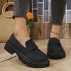 Retro Damen-Lederschuhe mit dicker Sohle, Ein-Pedal, neu, kleine Größe, runde Spitze, quadratischer Absatz, Einzelne Schuhe, Damenschuhe in großen Größen