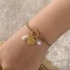 Exaggerated Heart Pendant Bracelet Charm Bracelet Stainless Steel Texture Fashionable and Trendy Wrist Jewelry for Girl