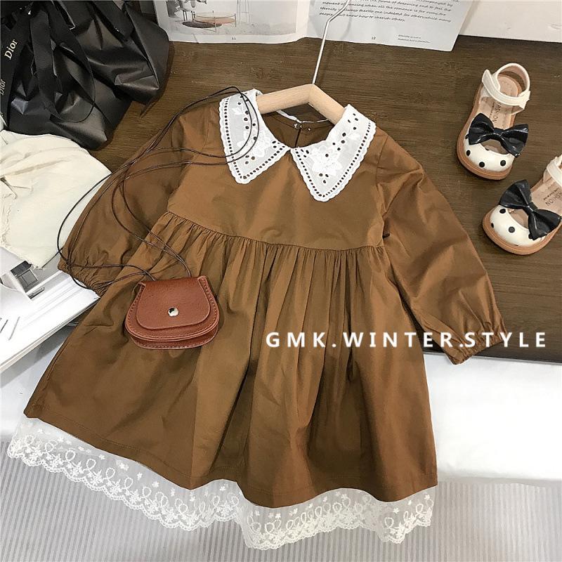 

New Arrivals: Baby Girls Long Sleeve Lace Collar Dress with Embroidery – Perfect for Autumn and Spring 90cm