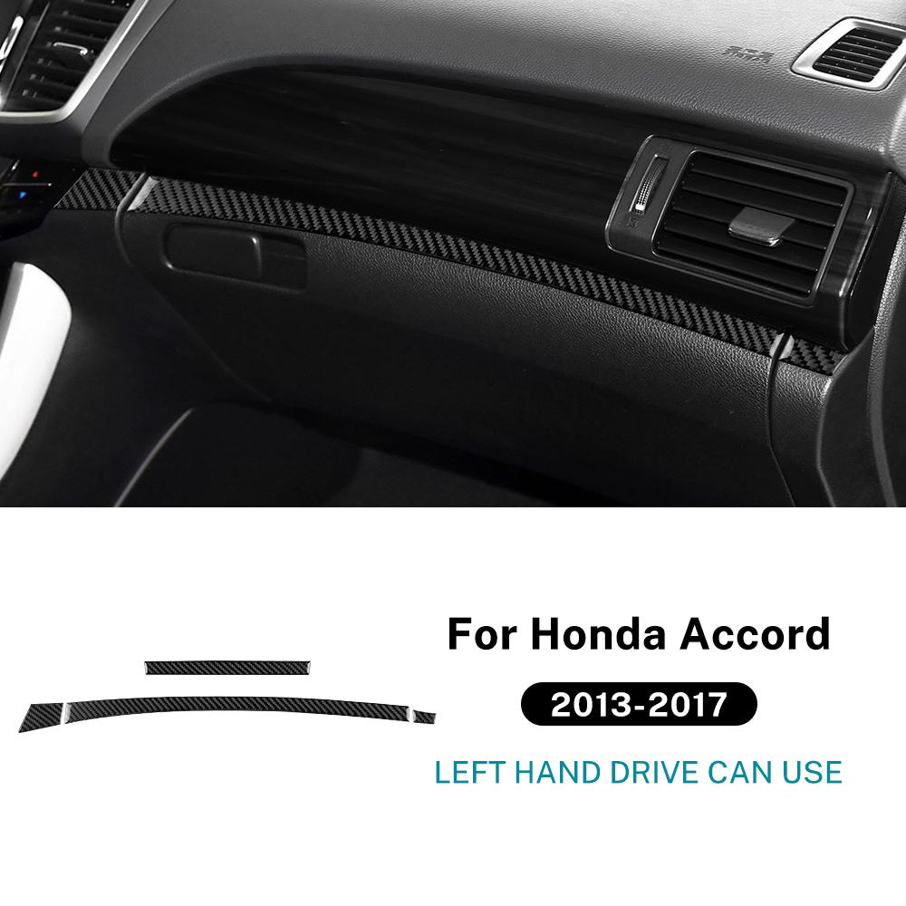 Real Soft Carbon Fiber Sticker For Honda Accord 2013 2014 2015 2016 2017 LHD Car Co-Pilot Instrument Strip Trim Accessories