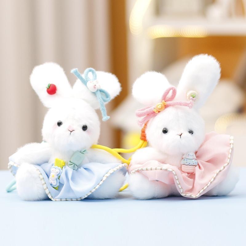 Skirt Bow White Rabbit Plush Toy Pendant Animal Keychain Bag Decoration Gift