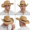 UV Protection Western Cowboy Hat Wide Brim Jazz Hat Fashion Straw Cap  Summer Travel