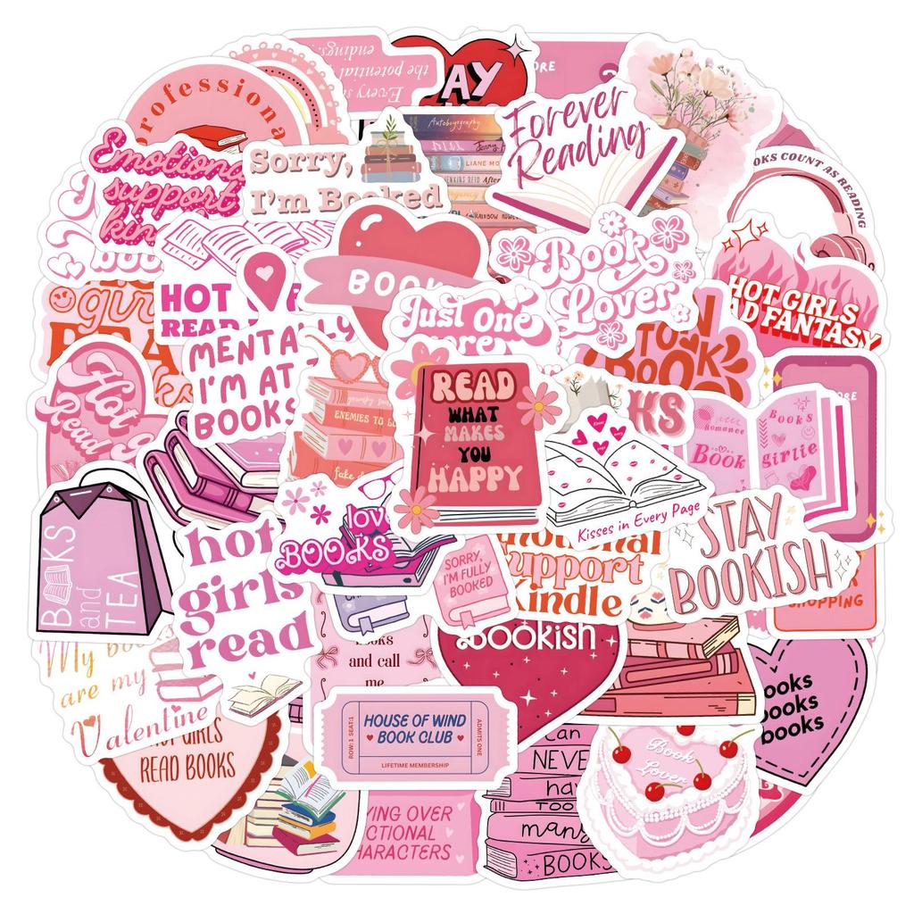 60-Piece Pink Cartoon Graffiti Sticker Set for DIY Notebooks and Water Bottles