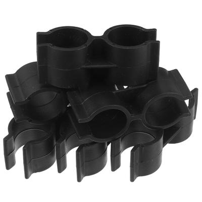 12Pcs 25Mm Black Plastic Double Pipe Clip Dual Port Design for Tubular Shelf Poles Rods Securing Boat Garden Home Use Fastener