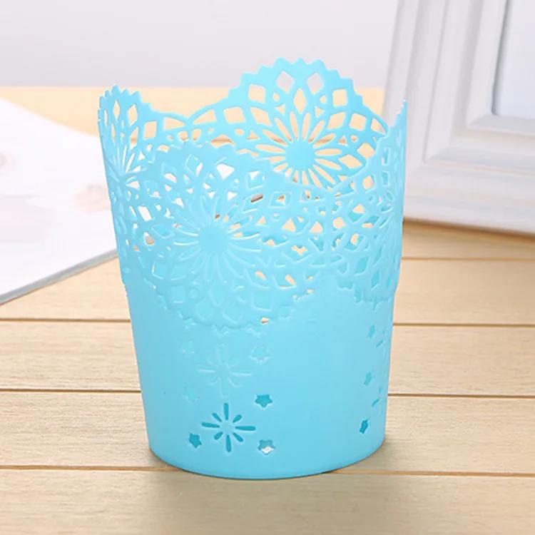 Hollow Flower Simplicity Brush Storage Pen Pencil Pot Holder Container Desk Organizer Gift