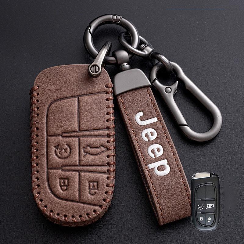 Hochwertige Neue Leder Auto Schlüsselabdeckung Hülle Fob für Jeep Renegade Compass Grand Cherokee für Chrysler 300C Wrangler Zubehör