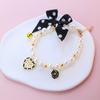 Elegantes Haustierhalsband mit Glöckchen und Schleife, atmungsaktiv, zum Anziehen, Gothic-Kunstperle